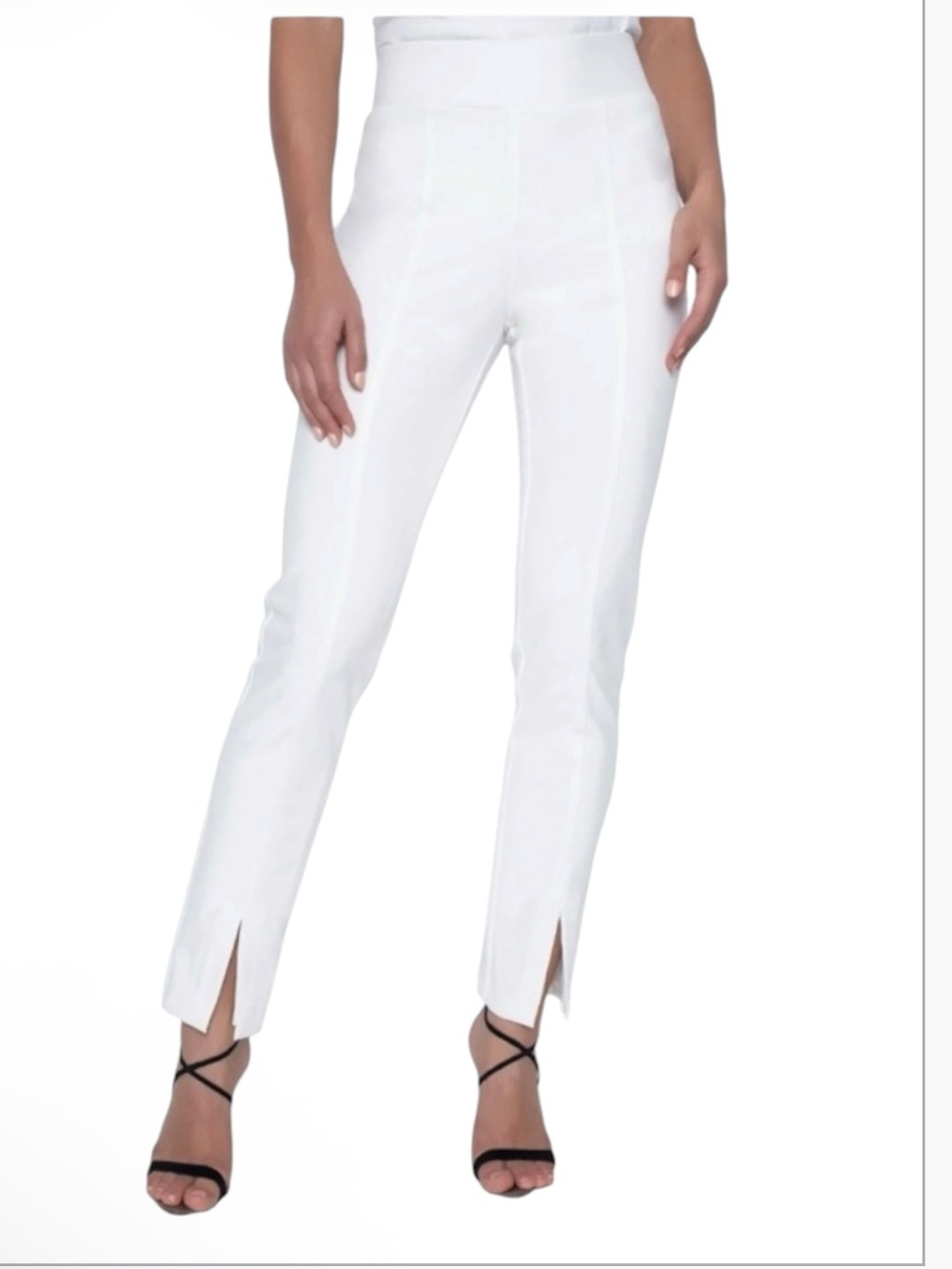 Frank Lyman White Pull-On Stretch Pants Slit Hem Size 6 NWT